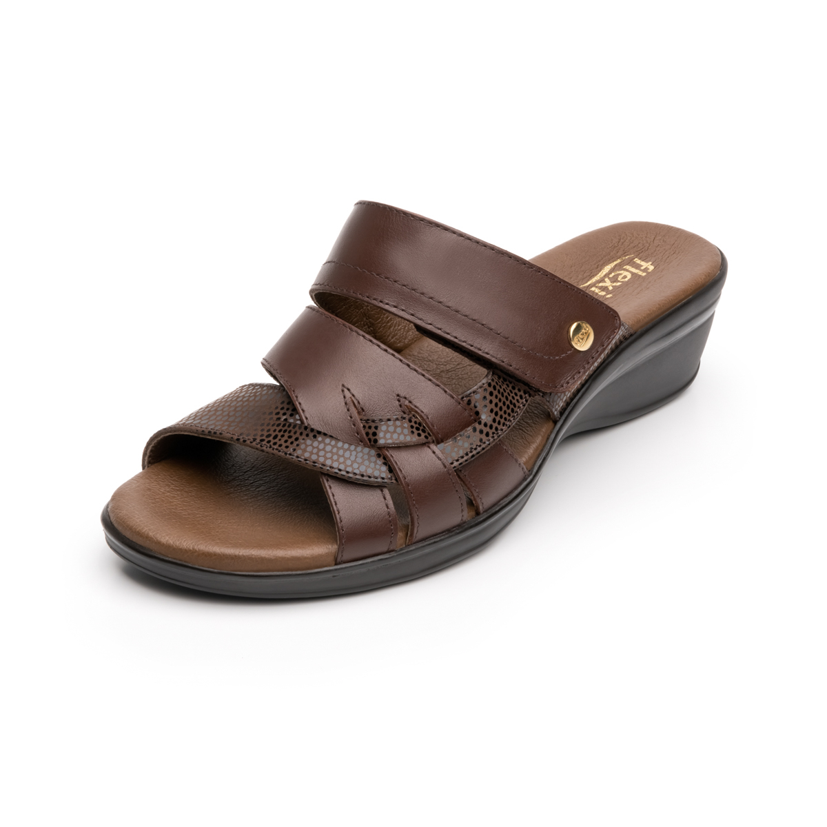 Sandalia Casual Flexi Con 100% Piel Para Mujer - Estilo 100006 Café