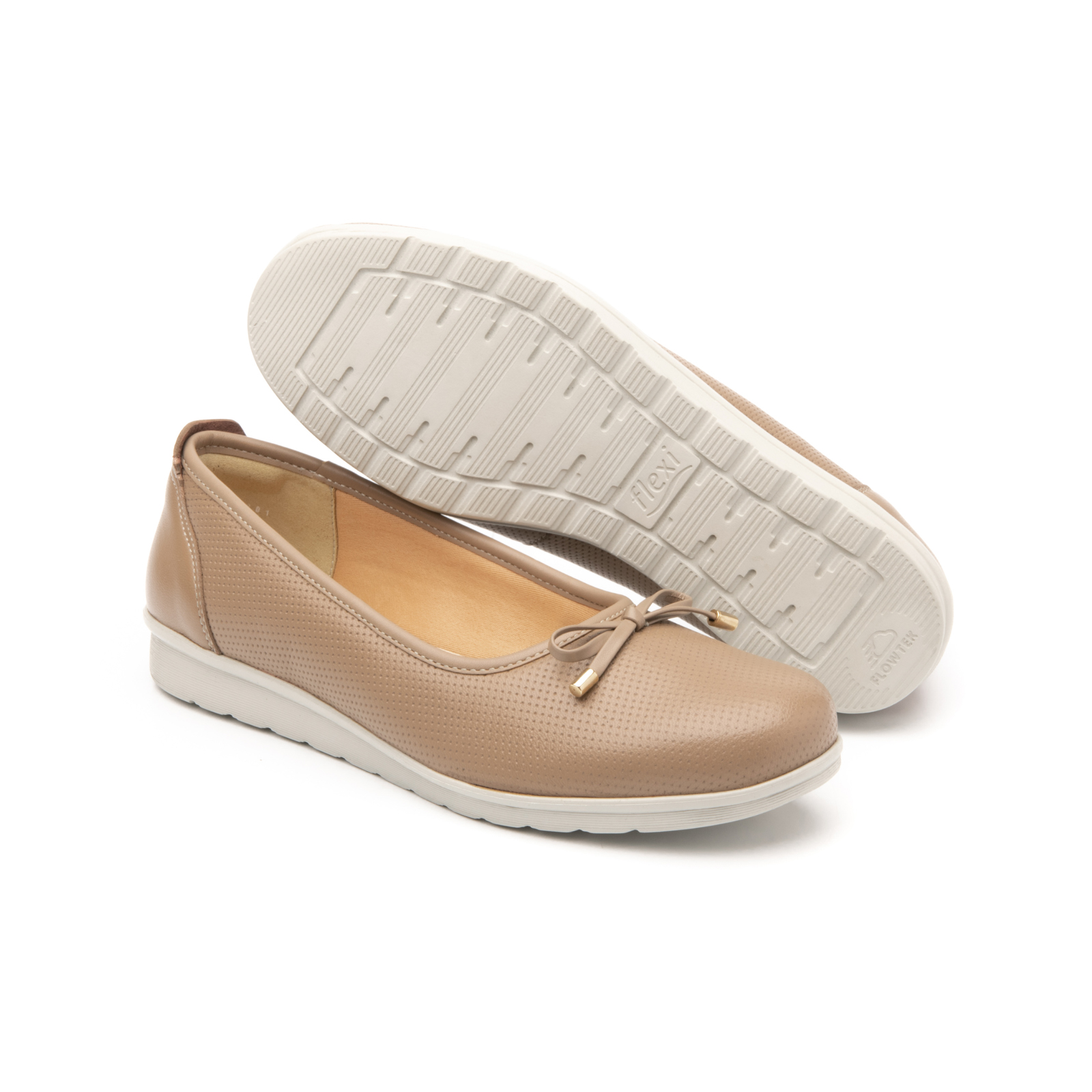 Flat Casual Flexi Con Suela Extra Ligera Flowtek Para Mujer - Estilo 102801 Arena