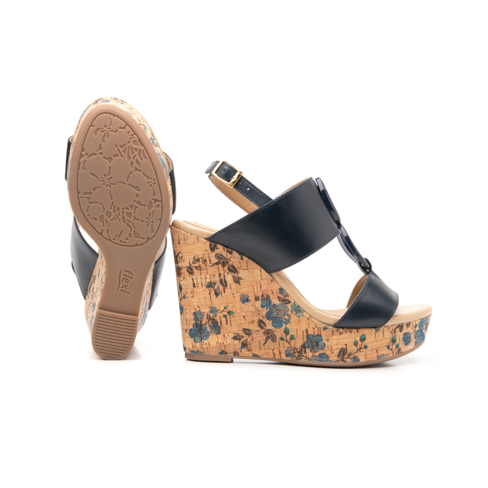 Sandalia Urbana Flexi Con Plataforma De Tipo Corcho Para Mujer - Estilo 103202 Azul