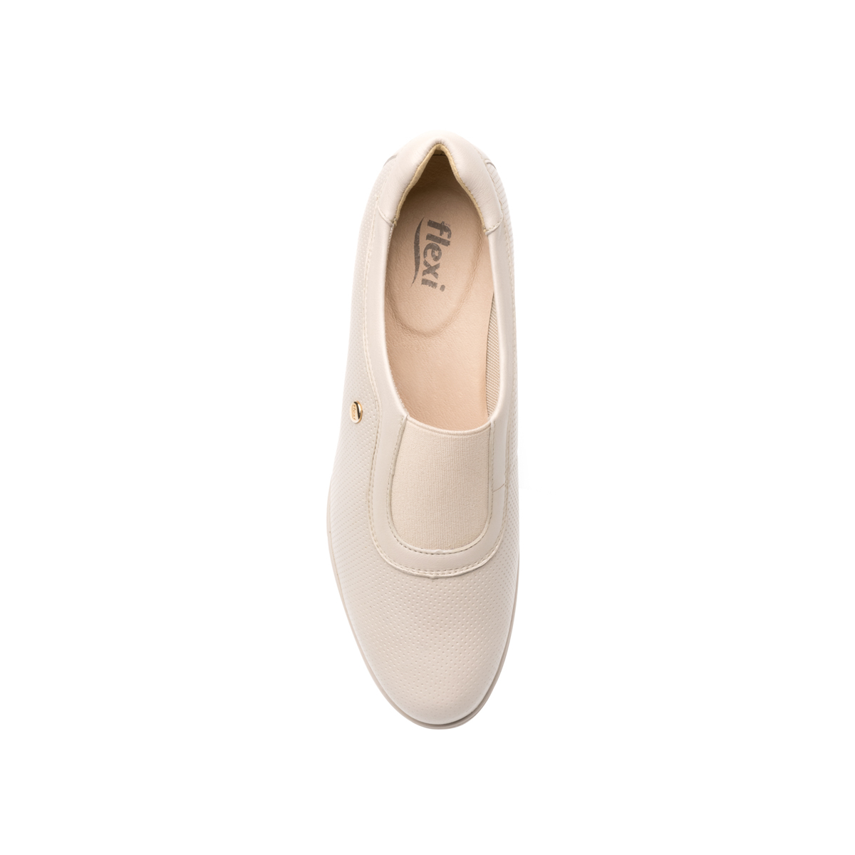 Flat Casual Flexi Con Cuña Media Ligera Y Elástico Central Para Mujer - Estilo 35109 Hueso