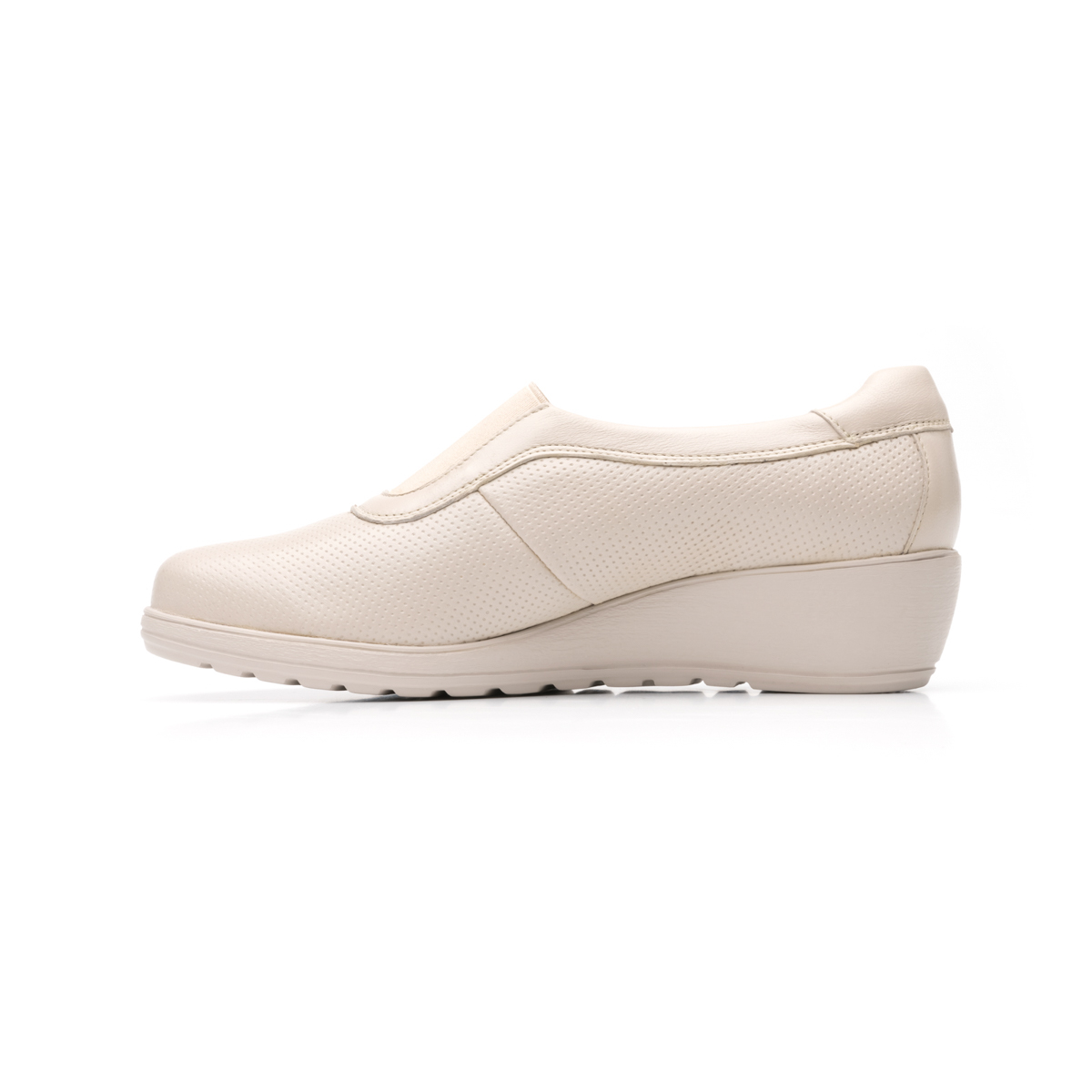 Flat Casual Flexi Con Cuña Media Ligera Y Elástico Central Para Mujer - Estilo 35109 Hueso