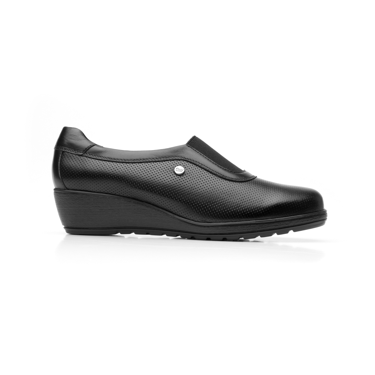 Flat Casual Flexi Con Cuña Media Ligera Y Elástico Central Para Mujer - Estilo 35109 Negro