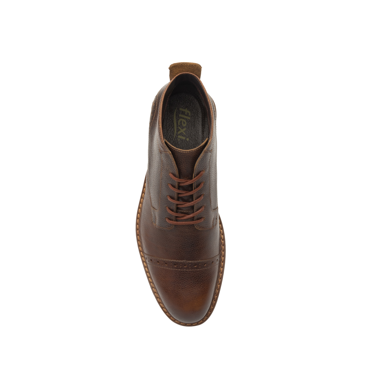 Botín Casual Urbano Flexi Con Perforado En Puntera Para Hombre - Estilo 400503 Tan