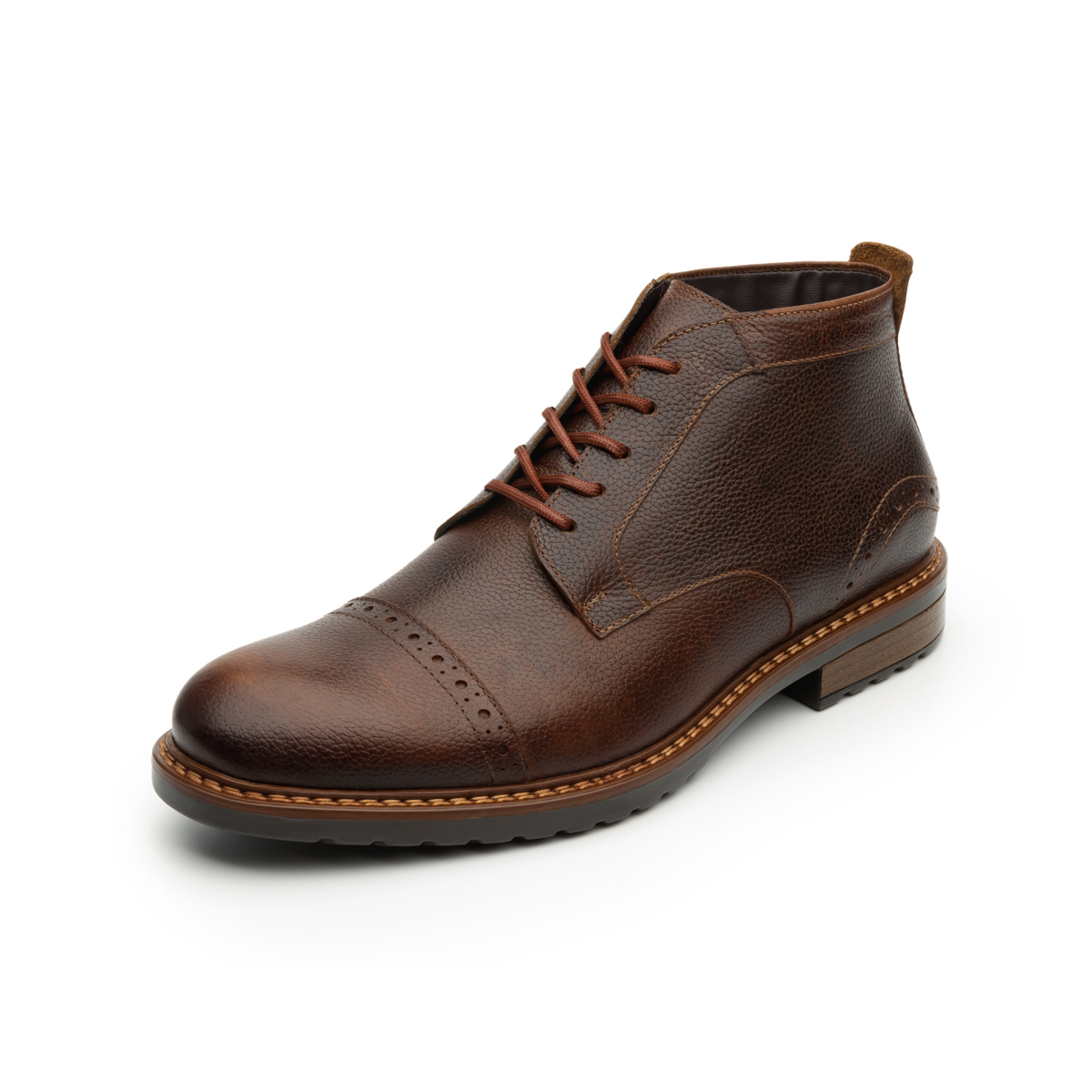 Botín Casual Urbano Flexi Con Perforado En Puntera Para Hombre - Estilo 400503 Tan