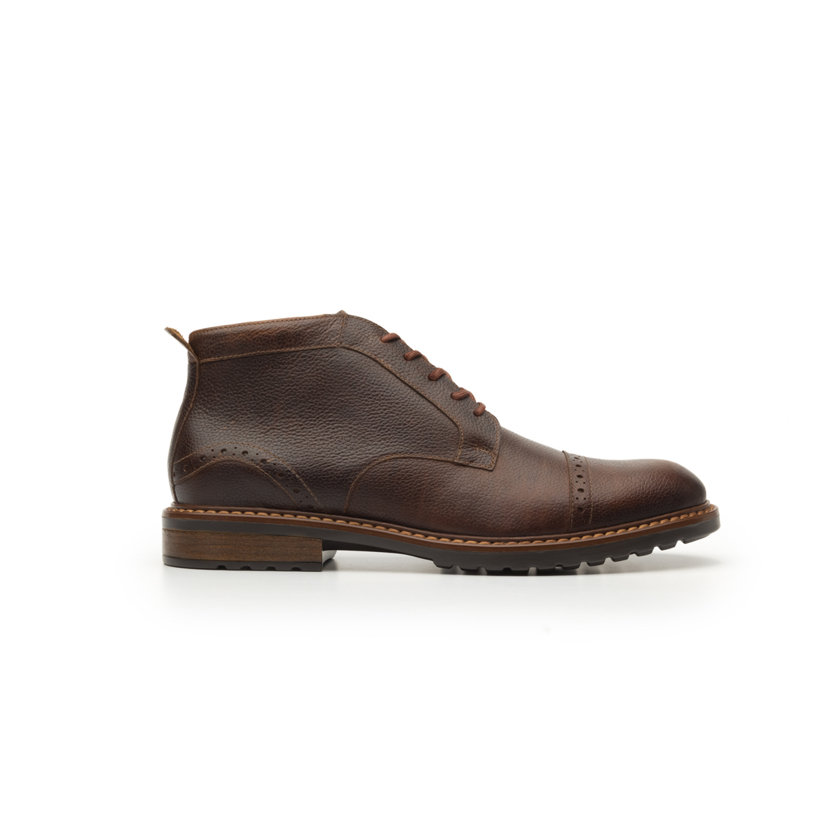 Botín Casual Urbano Flexi Con Perforado En Puntera Para Hombre - Estilo 400503 Tan