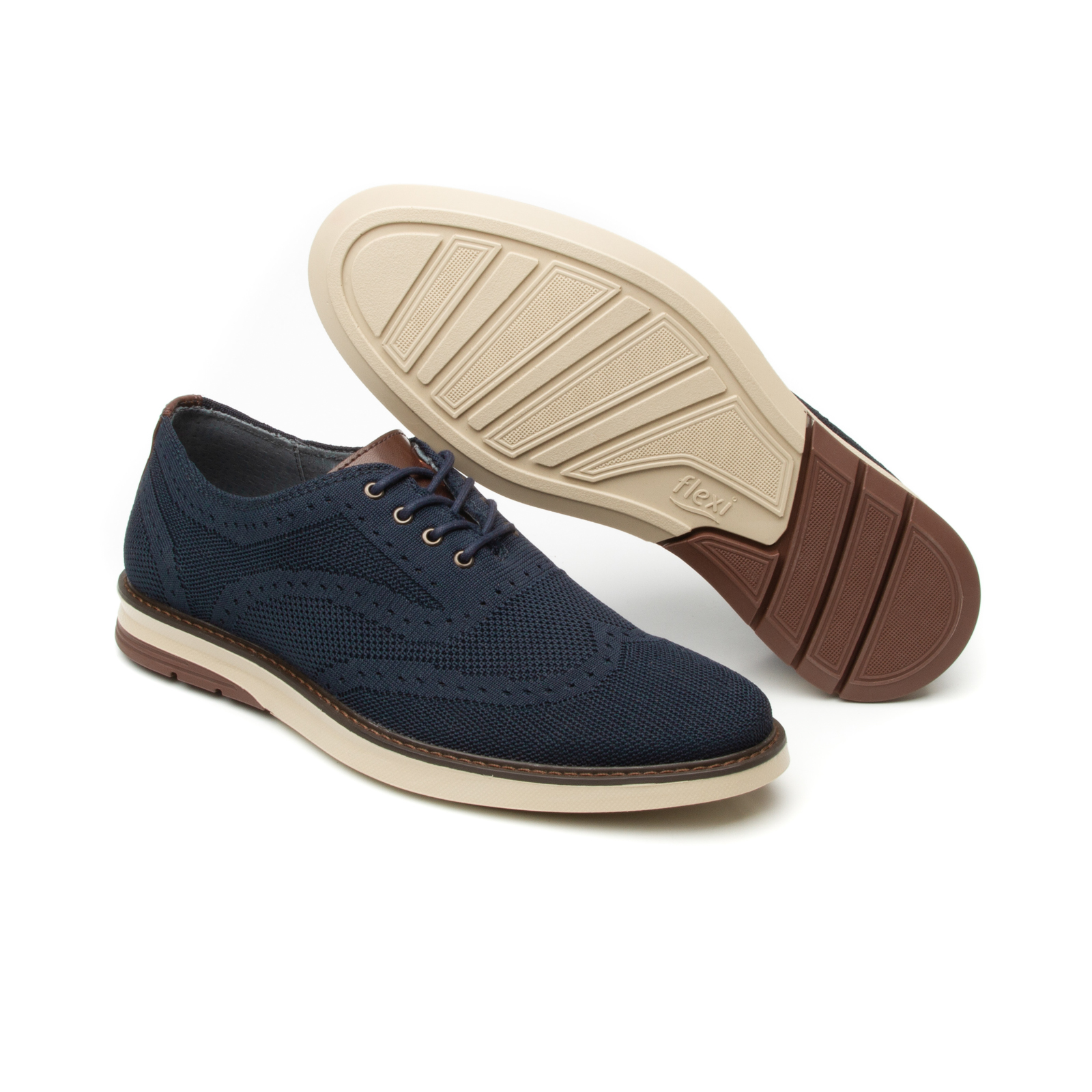 Zapato Oxford Flexi para Hombre con Tejido Estilo 402406 Azul