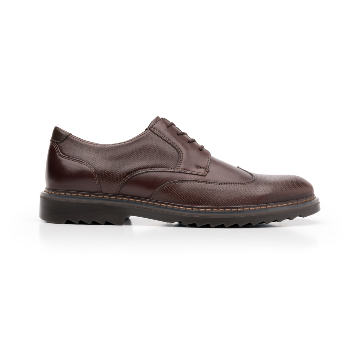 Zapato Casual Urbano Flexi Con Puntera Texturizada Para Hombre - Estilo 402702 Nogal