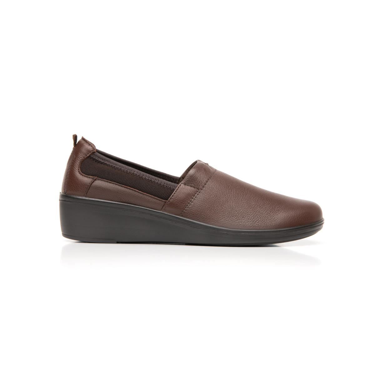 Slip On Con Detalle De Malla Y Elástico Flexi para Mujer con Plantilla Comfort Pad Estilo 45606 Café