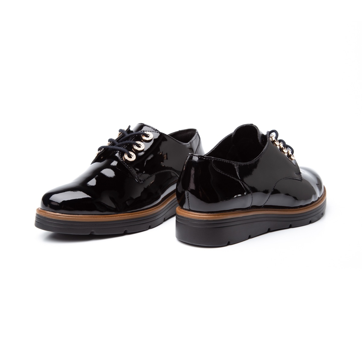 Zapato Trendy Casual Flexi Con Brillo Charol Para Mujer - Estilo 45713 Negro