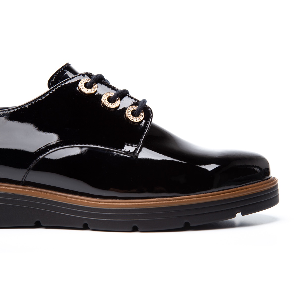 Zapato Trendy Casual Flexi Con Brillo Charol Para Mujer - Estilo 45713 Negro