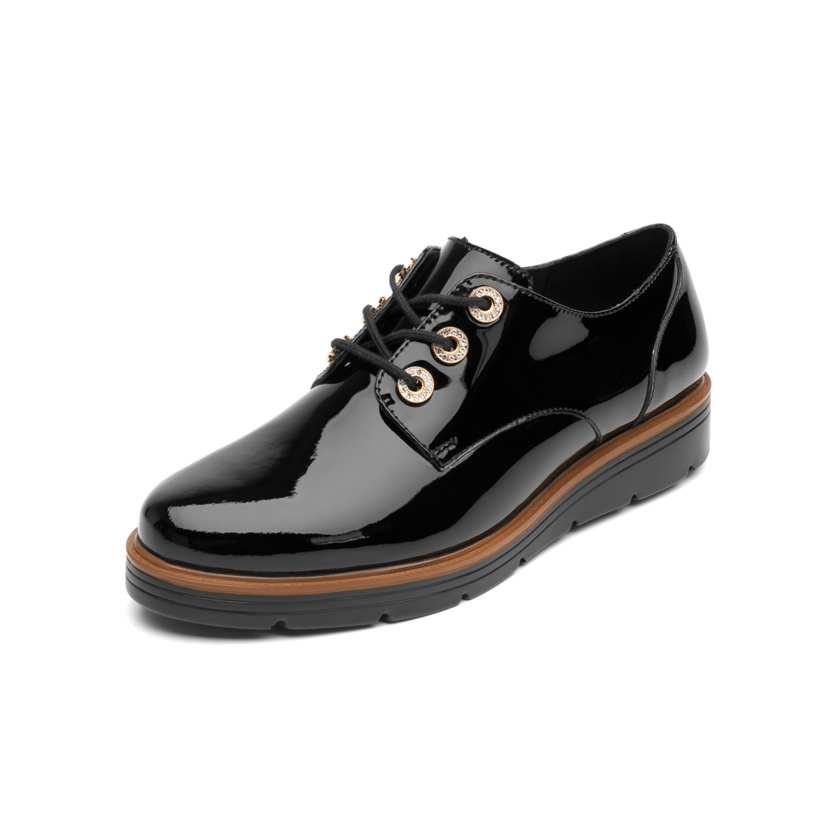 Zapato Trendy Casual Flexi Con Brillo Charol Para Mujer - Estilo 45713 Negro