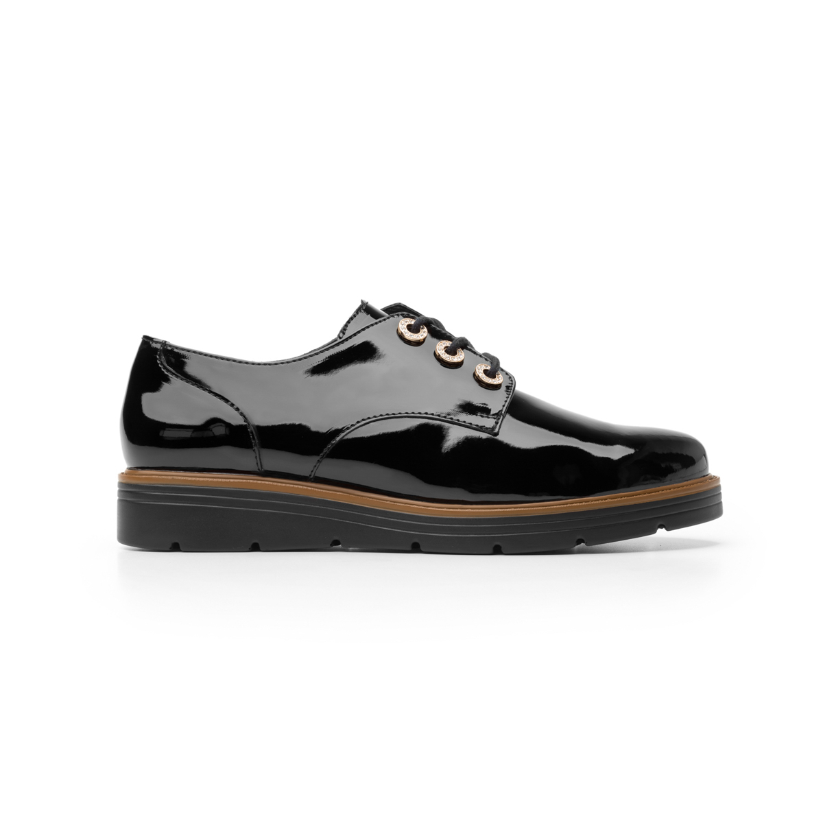 Zapato Trendy Casual Flexi Con Brillo Charol Para Mujer - Estilo 45713 Negro