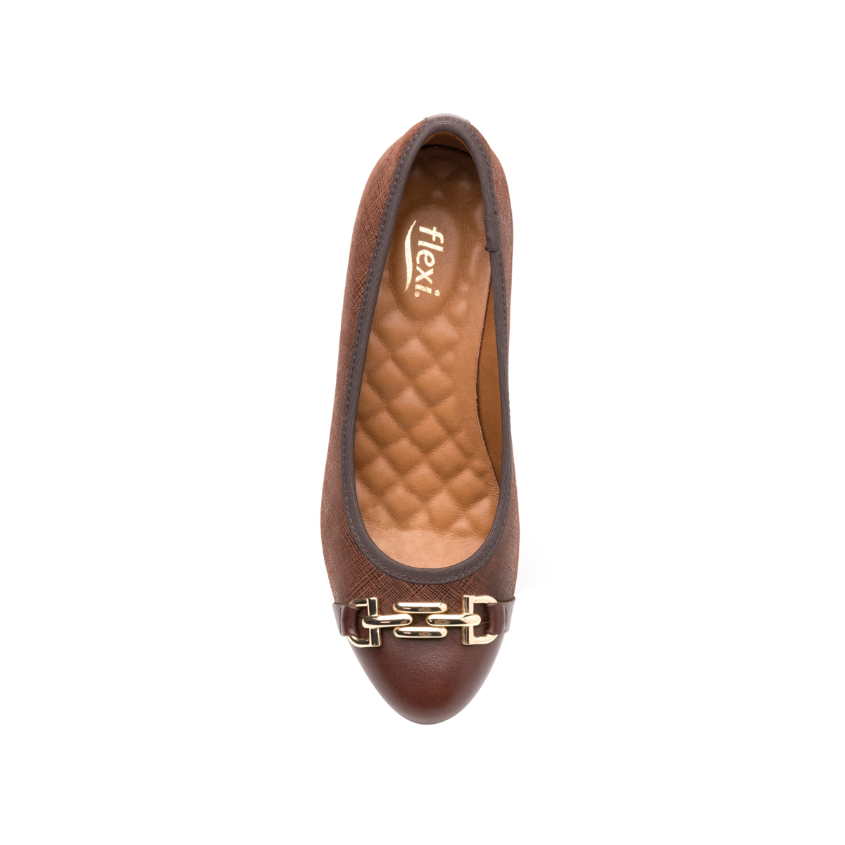 Zapato De Tacón Para Oficina Flexi Con Adorno De Cadena Para Mujer - Estilo 47412 Café