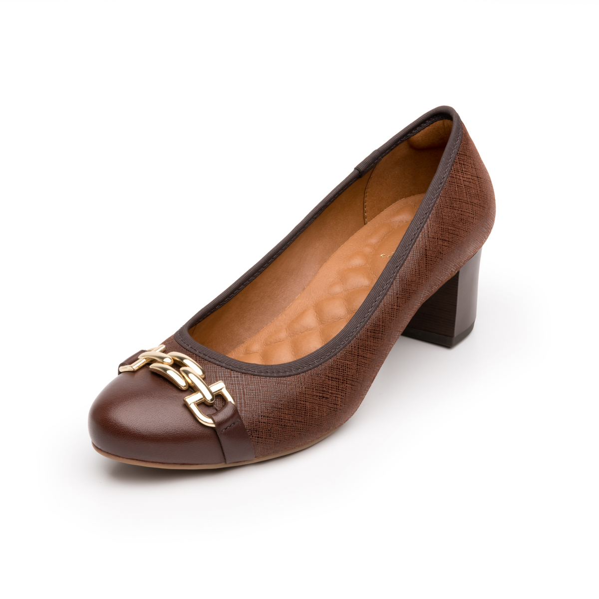 Zapato De Tacón Para Oficina Flexi Con Adorno De Cadena Para Mujer - Estilo 47412 Café