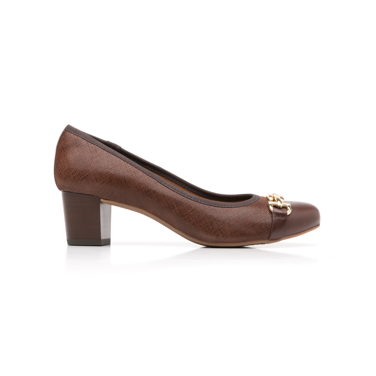 Zapato De Tacón Para Oficina Flexi Con Adorno De Cadena Para Mujer - Estilo 47412 Café