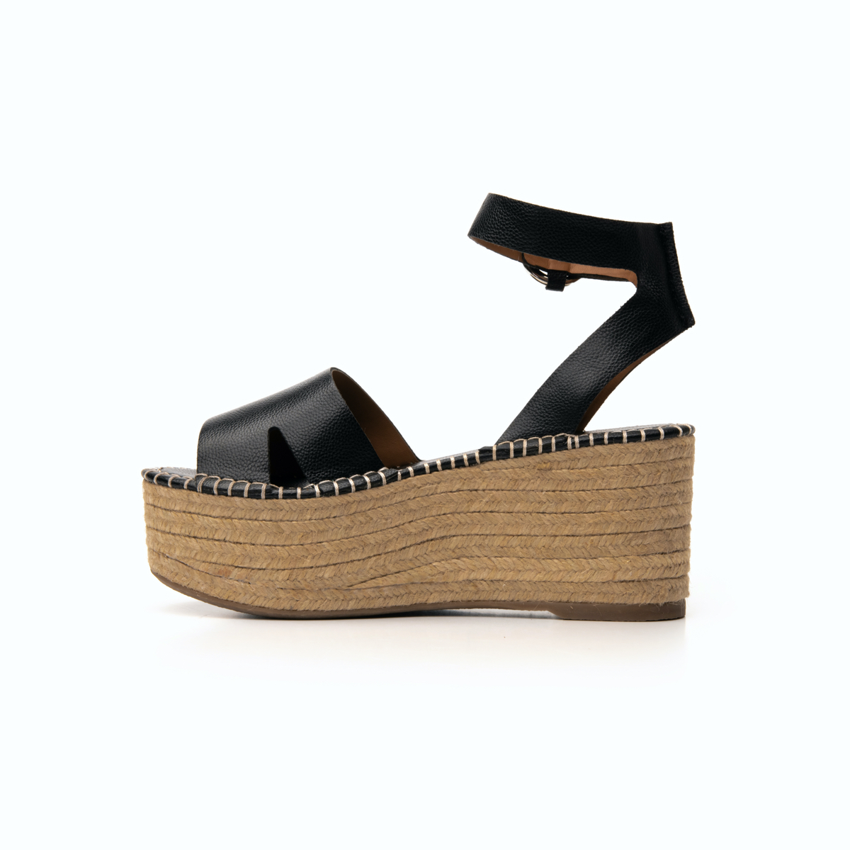 Sandalia Con Plataforma Flexi Con Suela Tipo Yute Para Mujer - Estilo 600301 Negro
