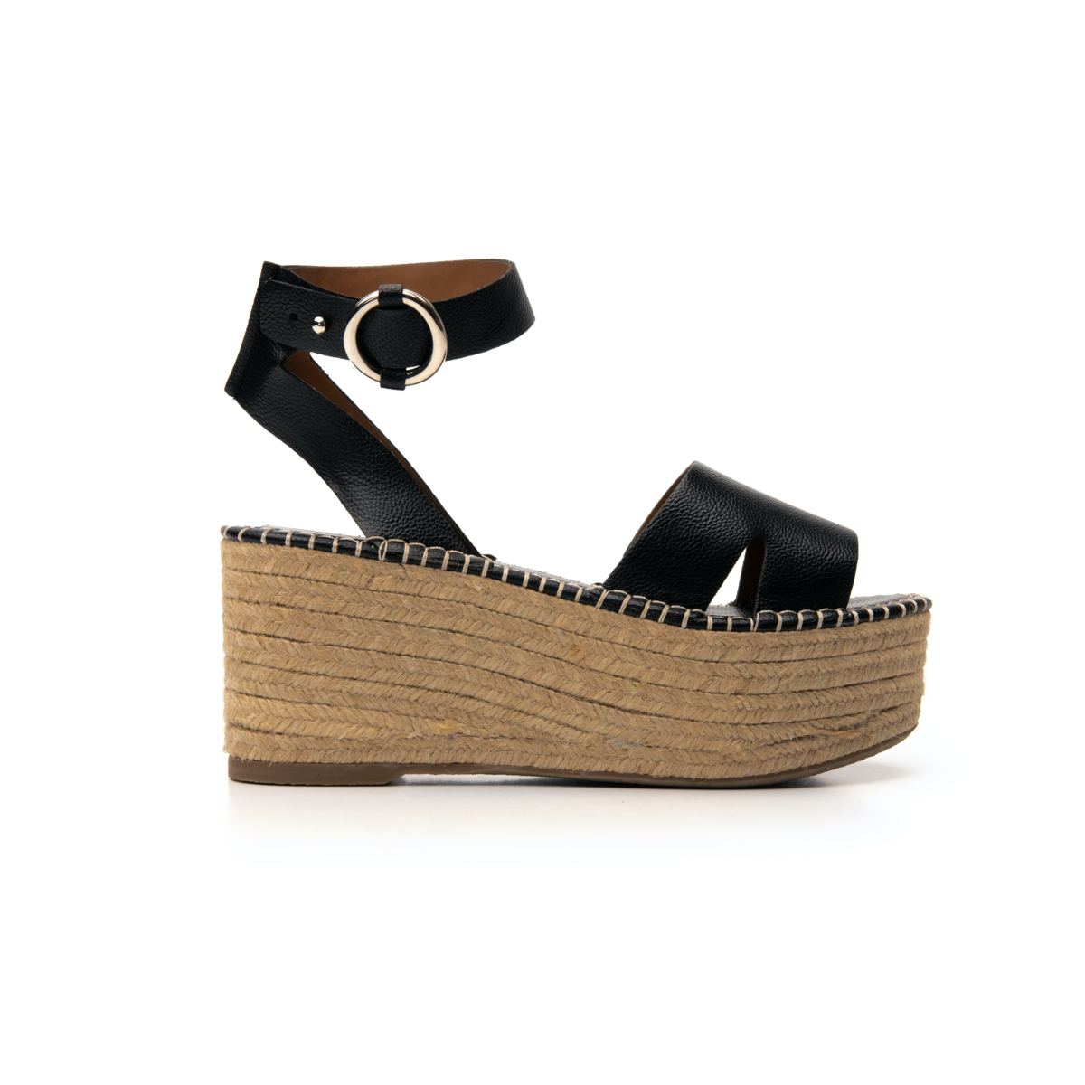 Sandalia Con Plataforma Flexi Con Suela Tipo Yute Para Mujer - Estilo 600301 Negro