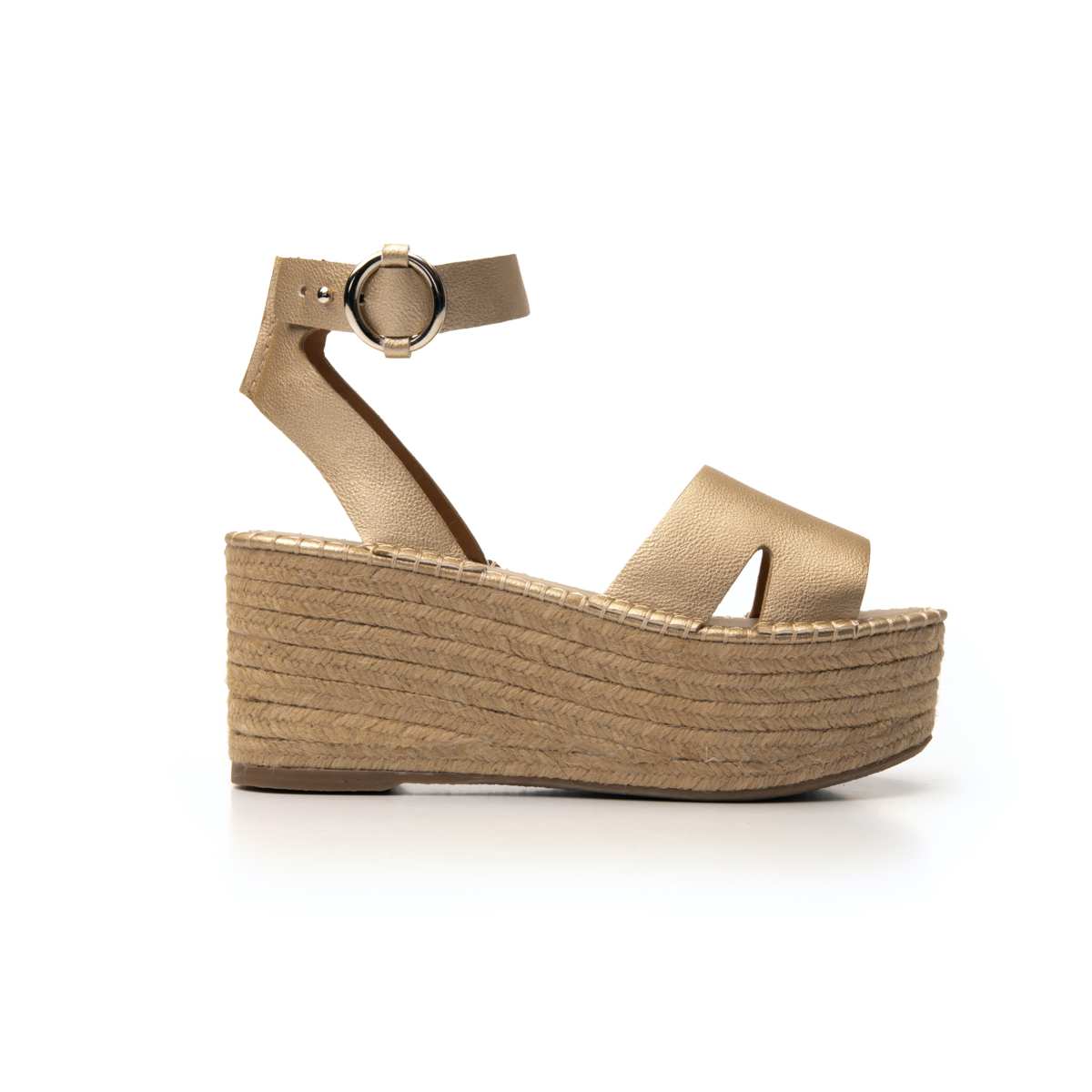 Sandalia Con Plataforma Flexi Con Suela Tipo Yute Para Mujer - Estilo 600301 Oro